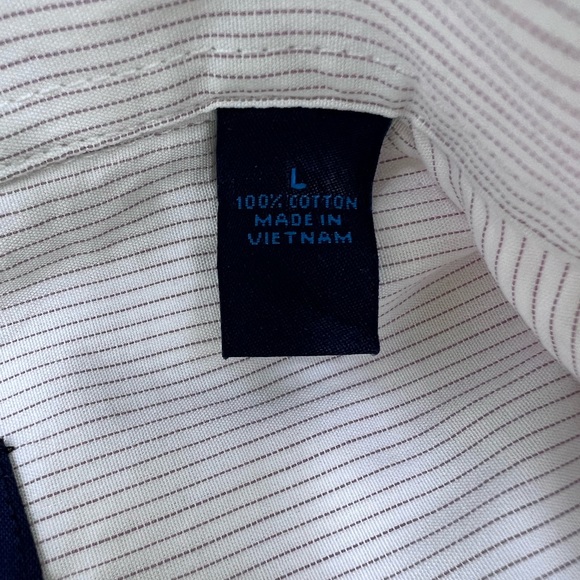 MATERIAL LONDON, 100% COTTON MENS LONG SLEEVES WHITE SHIRT WITH THIN STRIPES - Picture 11 of 13